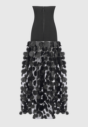 Nodin Strapless Dot Mesh Maxi Dress - Black