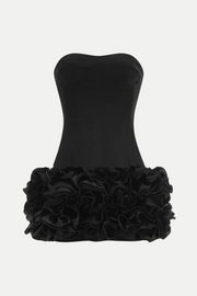 Nuala Strapless Floral Mini Dress - Black
