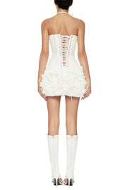 Nuala Strapless Floral Mini Dress - White