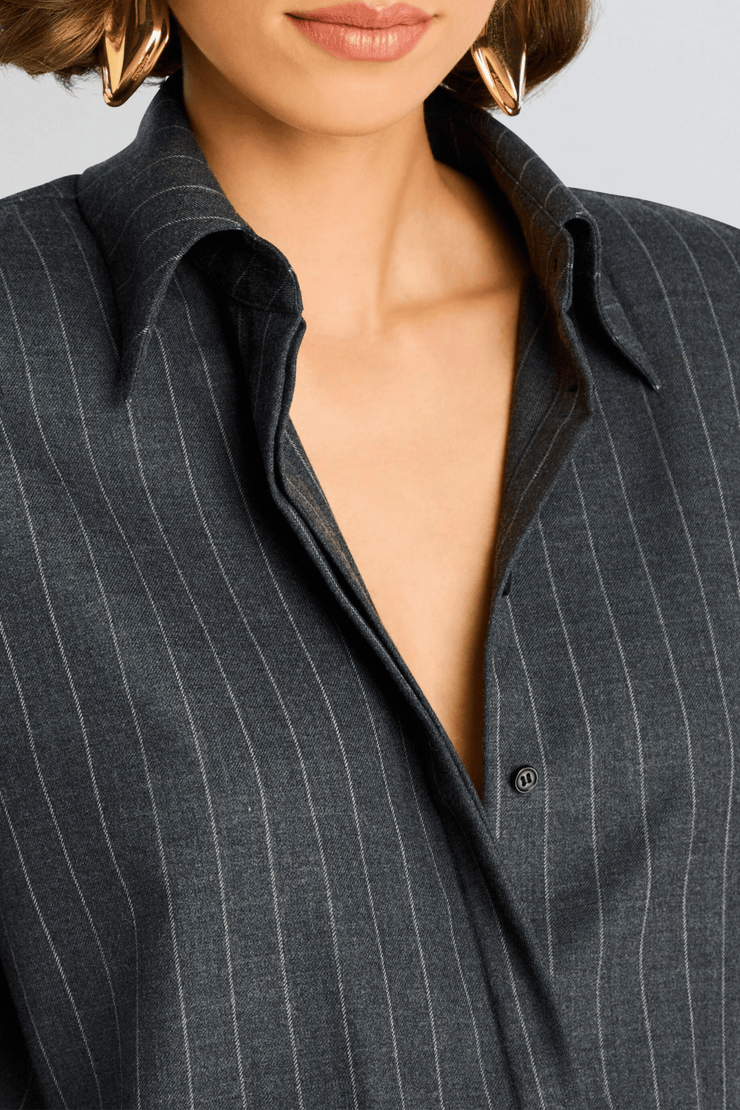 Ochre Stripe Mini Shirt Dress