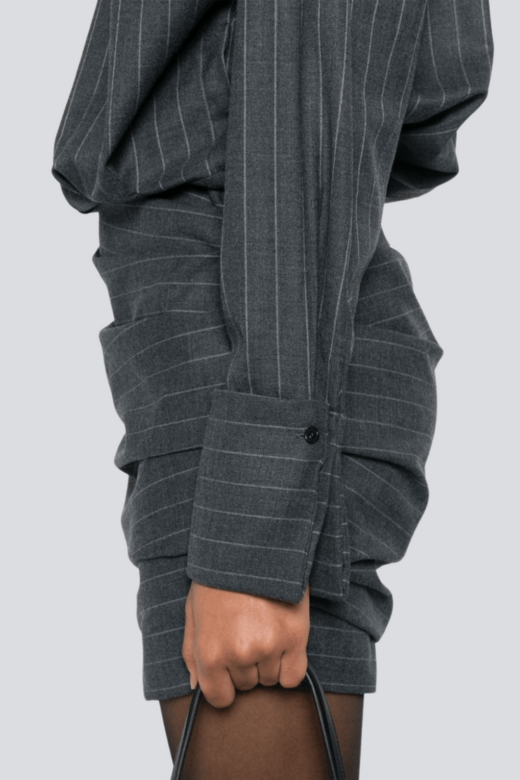 Ochre Stripe Mini Shirt Dress