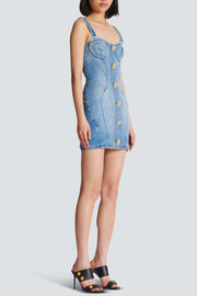 Ogana Gold Buttoned Denim Mini Dress