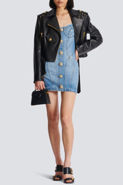 Ogana Gold Buttoned Denim Mini Dress