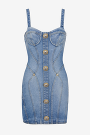Ogana Gold Buttoned Denim Mini Dress