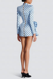 Ostelle Polka Dots Satin Mini Dress - Blue
