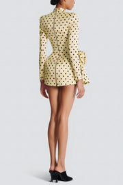 Ostelle Polka Dots Satin Mini Dress - Yellow