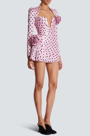 Ostelle Polka Dots Satin Mini Dress - Pink