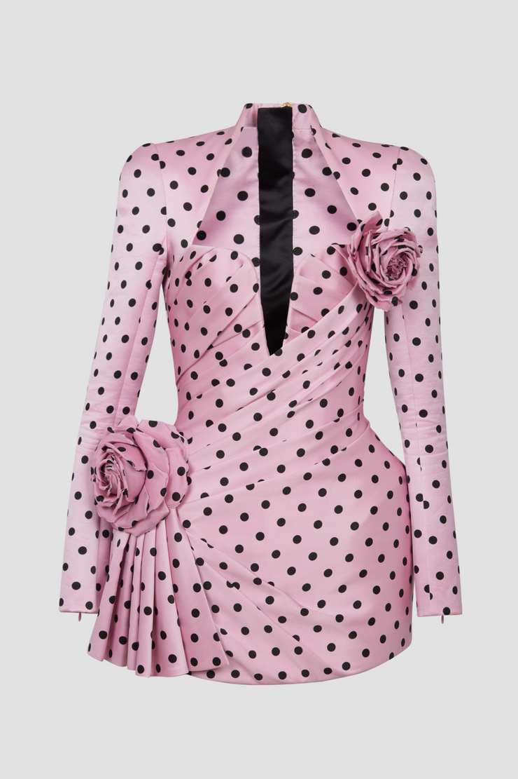 Ostelle Polka Dots Satin Mini Dress - Pink