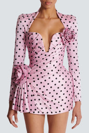 Ostelle Polka Dots Satin Mini Dress - Pink