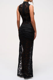 Pakana Lace Cutout Split Maxi Dress