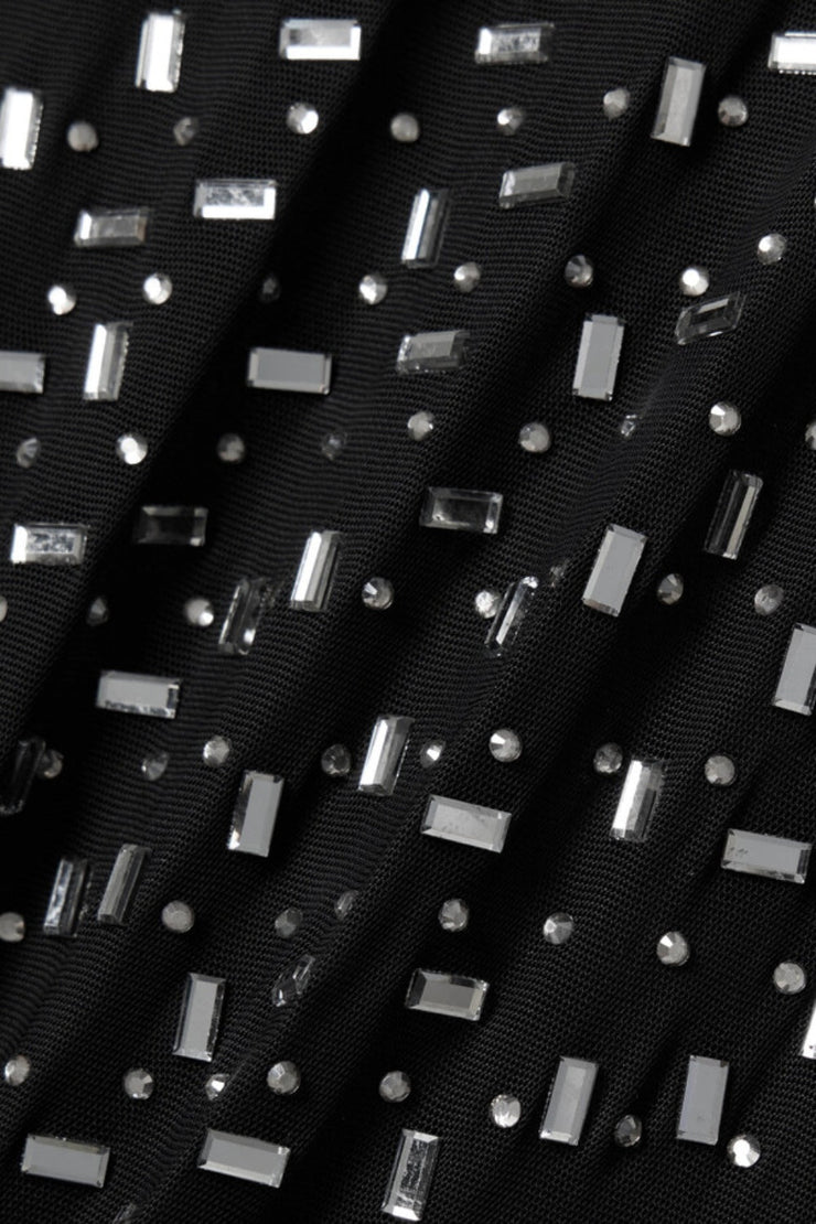 Peyton Crystal Embellished Mesh Maxi Dress