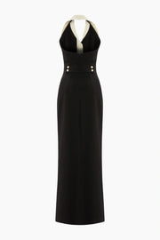 Phedra Halter Pearl Maxi Dress
