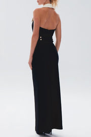 Phedra Halter Pearl Maxi Dress