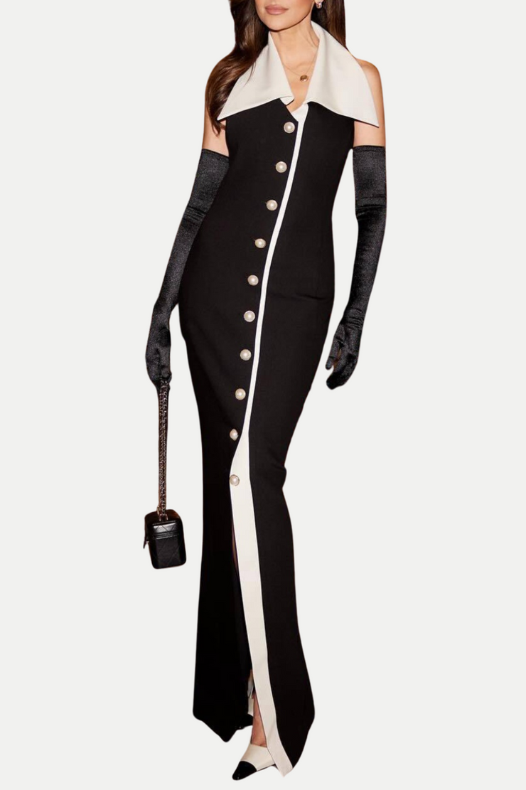 Phedra Halter Pearl Maxi Dress