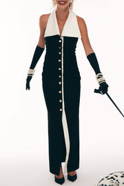 Phedra Halter Pearl Maxi Dress