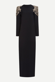 Pietro Crystal Embellished Backless Maxi Blazer Dress