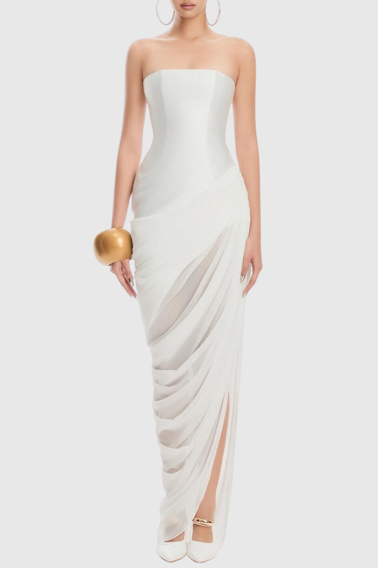 Posie Strapless Ruched Midi Dress