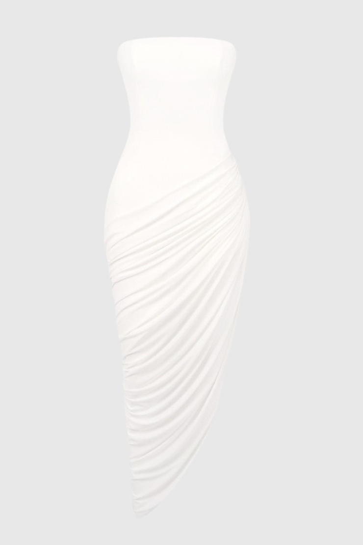 Posie Strapless Ruched Midi Dress