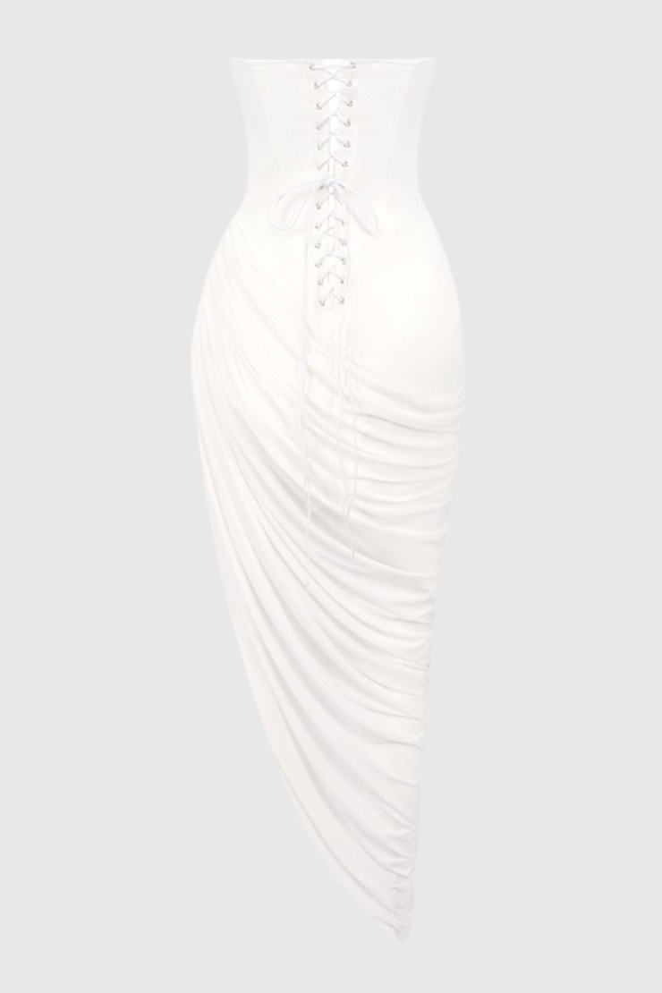 Posie Strapless Ruched Midi Dress