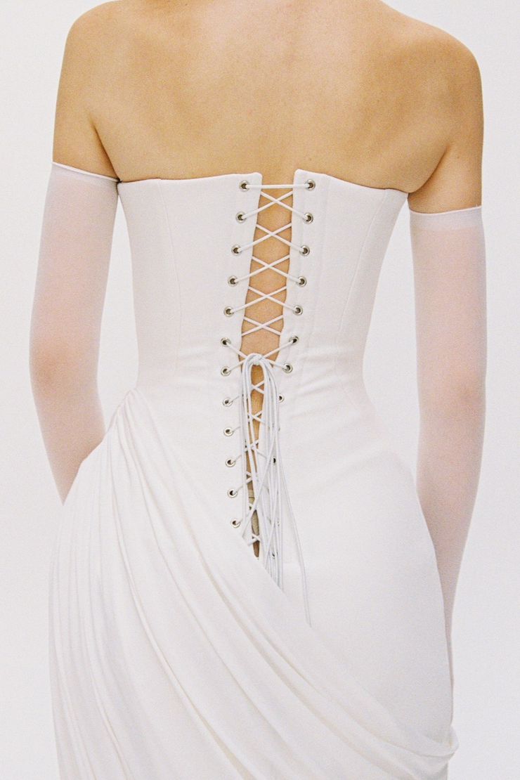 Posie Strapless Ruched Midi Dress