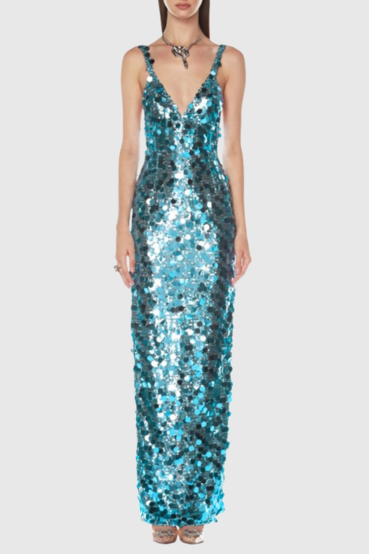 Raekwa Sequin Maxi Dress - Baby Blue