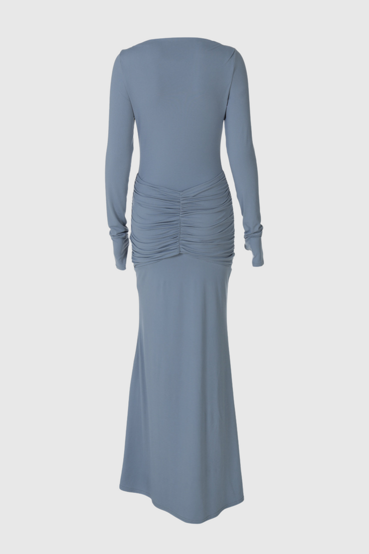 Raelyna Bow Embellished Ruched Maxi Dress