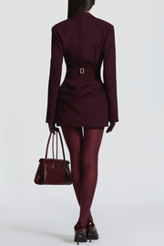 Raina Corset Mini Blazer Dress - Wine