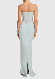 Ramire Strapless  Mesh Scarf Corset Maxi Dress