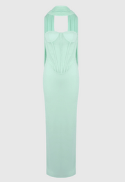 Ramire Strapless  Mesh Scarf Corset Maxi Dress