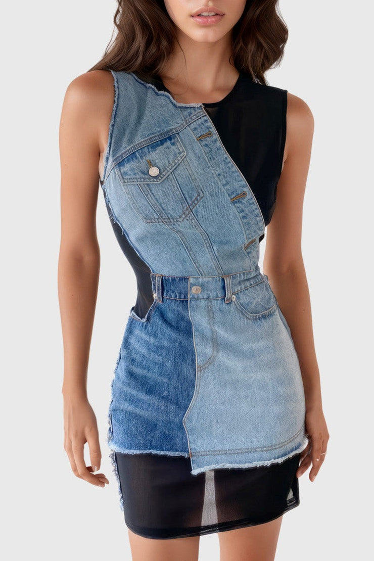 Rory Patchwork Denim Mini Dress