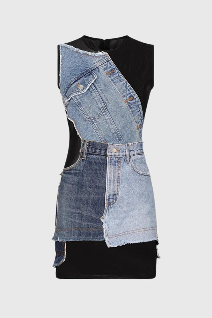 Rory Patchwork Denim Mini Dress