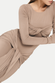 Rosalba Ruched Long Sleeve Maxi Dress - Khaki