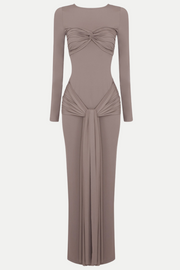 Rosalba Ruched Long Sleeve Maxi Dress - Khaki