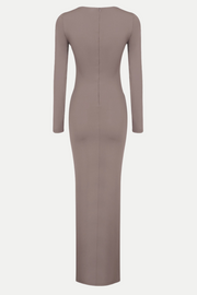 Rosalba Ruched Long Sleeve Maxi Dress - Khaki