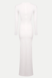 Rosalba Ruched Long Sleeve Maxi Dress - White