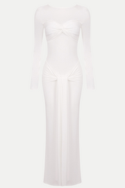 Rosalba Ruched Long Sleeve Maxi Dress - White