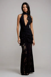 Rosha Halter Lace Maxi Dress