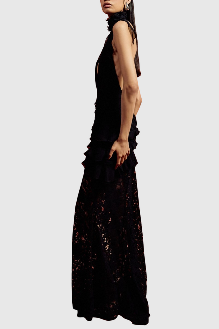 Rosha Halter Lace Maxi Dress