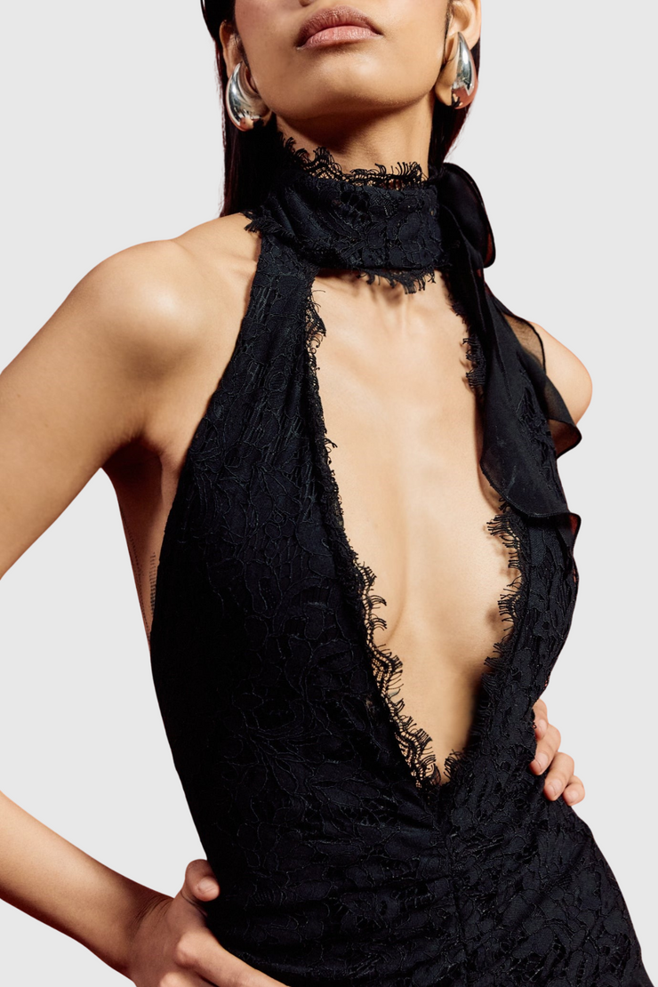 Rosha Halter Lace Maxi Dress