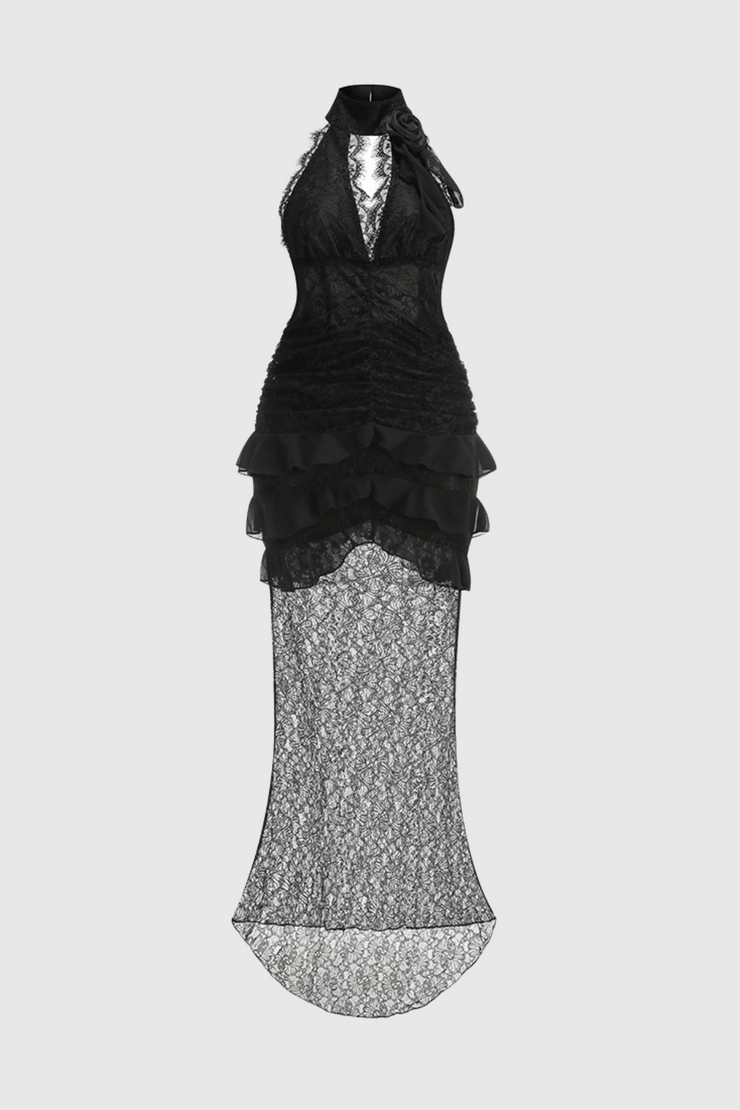 Rosha Halter Lace Maxi Dress