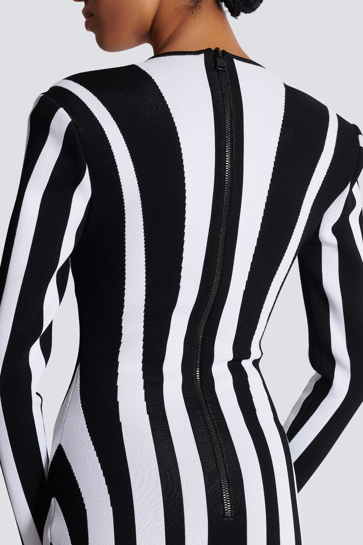 Ruelle Striped Long Sleeve Mini Bandage Dress