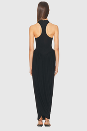 Doyle Sleeveless Ruched Maxi Dress-Black