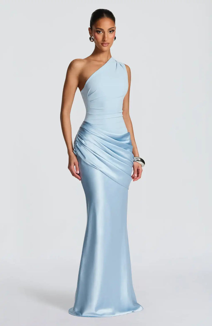 Sexy One-Shoulder Slim-Fit Pleated Dress