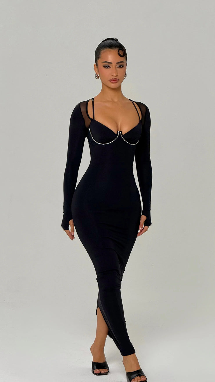 Sexy Long Sleeve Low-Cut Slim Fit Hip Skirt