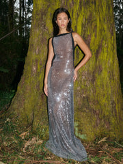 Sexy Big Backless Sequins Dress