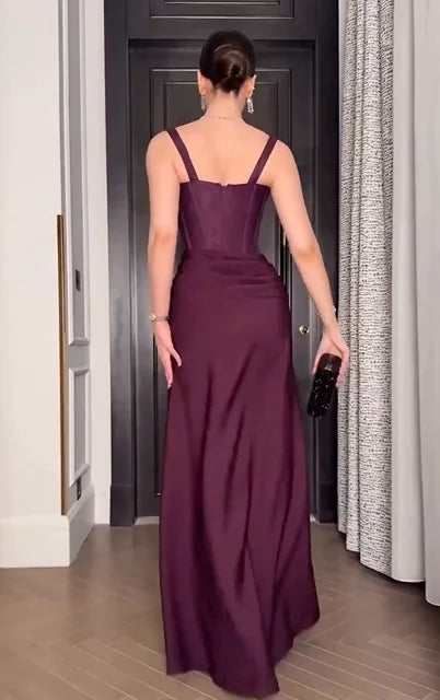 Sexy Strap Lace Slim-Fitting Patchwork Solid Color Dress