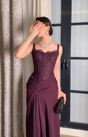 Sexy Strap Lace Slim-Fitting Patchwork Solid Color Dress