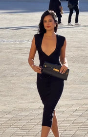 Sexy Sleeveless Ultra Low Bosom Slim-Fit Midi Dress