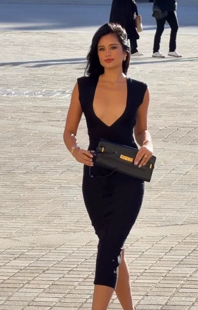 Sexy Sleeveless Ultra Low Bosom Slim-Fit Midi Dress