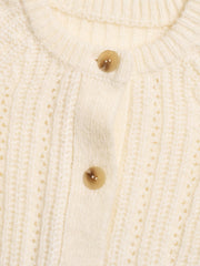 Destiny Round Neck Ribbed Wool Cardigan